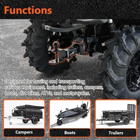 طقم حامل كرة وصلة استقبال خلفي مقاس 2 بوصة متوافق مع Can Am Outlander 2012-2025، وصلة سحب مقطورة ATV مع دبوس قفل 5/8 بوصة مناسب لملحقات Renegade MAX/6X6 in Kuwait