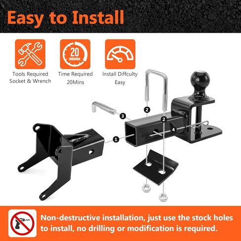 طقم حامل كرة وصلة استقبال خلفي مقاس 2 بوصة متوافق مع Can Am Outlander 2012-2025، وصلة سحب مقطورة ATV مع دبوس قفل 5/8 بوصة مناسب لملحقات Renegade MAX/6X6 in Kuwait