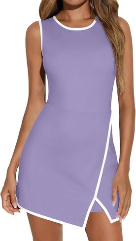 Sleeveless Rompers Athletic Tennis Dress Built in Shorts Summer Bodycon Cinched Waist Mini Romper Skort Dresses Outfit in Kuwait