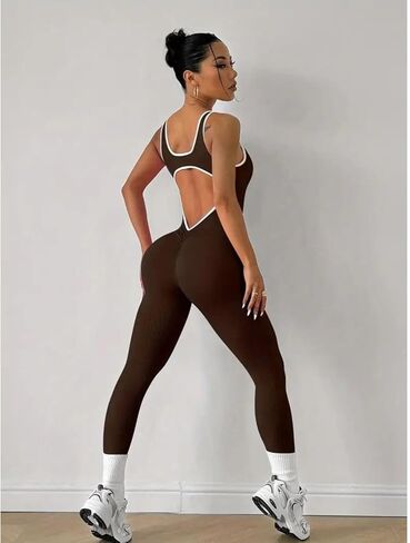 1 Pcs Yoga Bodysuit with a Stylish Open Back, Perfect for Shaping And Lifting Sports Workout Set Jumpsuit in Saudi Arabia