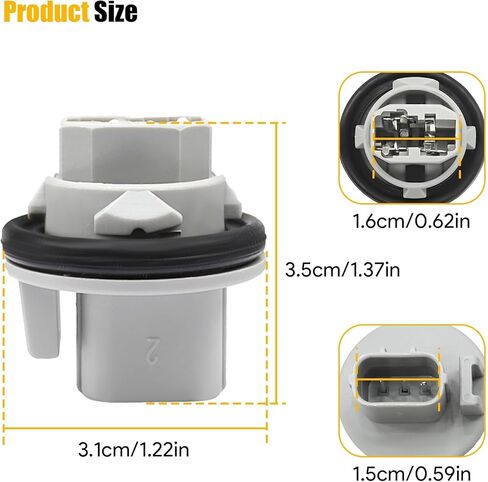 2 قطعة مقبس مؤشر إشارة الانعطاف T20 W قاعدة حامل مصباح الضوء الأمامي متوافق مع Honda Civic CR-V Crosstour Element Odyssey لـ Acura RDX TL TSX يستبدل 33302S5AA01 33302-S5A-A01 in Kuwait