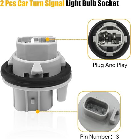 2 قطعة مقبس مؤشر إشارة الانعطاف T20 W قاعدة حامل مصباح الضوء الأمامي متوافق مع Honda Civic CR-V Crosstour Element Odyssey لـ Acura RDX TL TSX يستبدل 33302S5AA01 33302-S5A-A01 in Kuwait