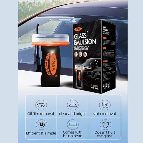 Glass Oil Film Remover for Car,Glass Emulsion Cleaner,Automotive Oil Film Cleaning Brush for Window & Mirror,Removes oil film & Smudges,Clearvision Improve Driving Visibility (100 g) in Saudi Arabia