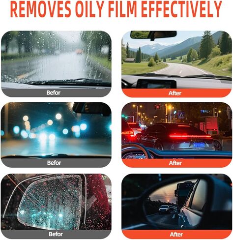Glass Oil Film Remover for Car,Glass Emulsion Cleaner,Automotive Oil Film Cleaning Brush for Window & Mirror,Removes oil film & Smudges,Clearvision Improve Driving Visibility (100 g) in Saudi Arabia