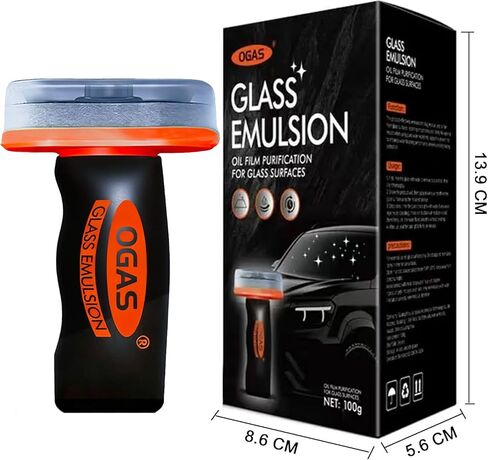 Glass Oil Film Remover for Car,Glass Emulsion Cleaner,Automotive Oil Film Cleaning Brush for Window & Mirror,Removes oil film & Smudges,Clearvision Improve Driving Visibility (100 g) in Saudi Arabia