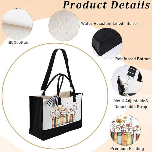 Canvas Tote Bag Cat Reading Canvas Tote with Handle and Zipper 13oz Shoulder Purse for Shopping Work Travel Gifts in Saudi Arabia