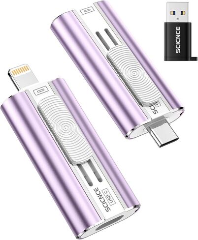 عصا صور SCICNCE بسعة 64 جيجابايت للهاتف، محركات أقراص فلاش 4 في 1 USB للصور مع محول USB C محرك تخزين خارجي لأجهزة iPhone iPad Android والكمبيوتر (أخضر داكن) in Kuwait