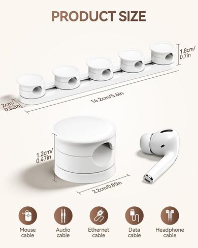 منظم سلك مشابك كابلات مغناطيسية منزلقة قابلة للتعديل 5 في 1، إدارة الكابلات، حافظة أسلاك إدارة الأسلاك اللاصقة تحت المكتب للهاتف، مساحات العمل المكتبية، تنظيم الملحقات المنزلية in Kuwait