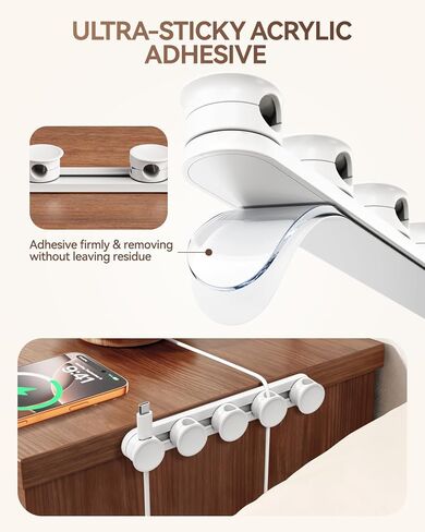 منظم سلك مشابك كابلات مغناطيسية منزلقة قابلة للتعديل 5 في 1، إدارة الكابلات، حافظة أسلاك إدارة الأسلاك اللاصقة تحت المكتب للهاتف، مساحات العمل المكتبية، تنظيم الملحقات المنزلية in Kuwait