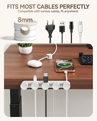 منظم سلك مشابك كابلات مغناطيسية منزلقة قابلة للتعديل 5 في 1، إدارة الكابلات، حافظة أسلاك إدارة الأسلاك اللاصقة تحت المكتب للهاتف، مساحات العمل المكتبية، تنظيم الملحقات المنزلية in Kuwait