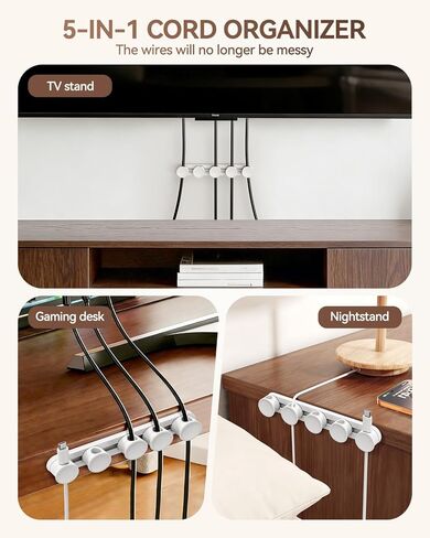 منظم سلك مشابك كابلات مغناطيسية منزلقة قابلة للتعديل 5 في 1، إدارة الكابلات، حافظة أسلاك إدارة الأسلاك اللاصقة تحت المكتب للهاتف، مساحات العمل المكتبية، تنظيم الملحقات المنزلية in Kuwait