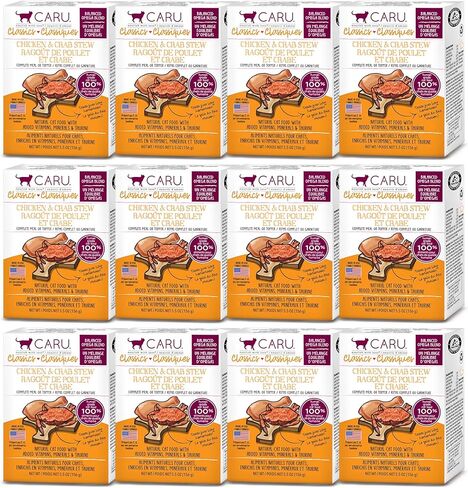 Caru - Classic Stews for Cats - Variety Pack - Healthy Functional Wet Cat Food or Food Topper - Chicken, Turkey, Wild Salmon & Turkey, Chicken & Crab Stews - 5.5oz Cartons - Pack of 4 in Saudi Arabia
