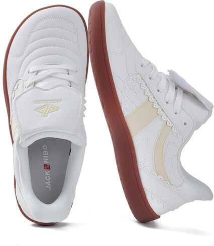 أحذية JACKSHIBO Barefoot سهلة الارتداء للنساء بدون استخدام اليدين وصندوق أصابع واسع سهل الارتداء على الشريط ولسان طويل ودعم قوس المشي والتنس والدانتيل أحذية رياضية لالتهاب اللفافة الأخمصية وتقويم العظام بدون علكة ونعل بسيط in Kuwait