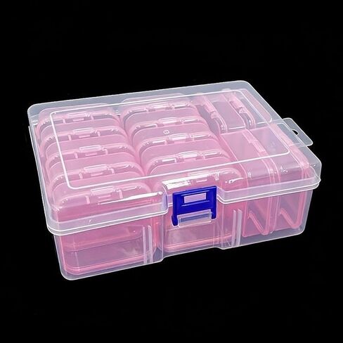 15pcs Durable Plastic Jewelry Storage Box with Multiple Compartments & Small Containers - Contemporary Bead & Earring (Pink) in Saudi Arabia