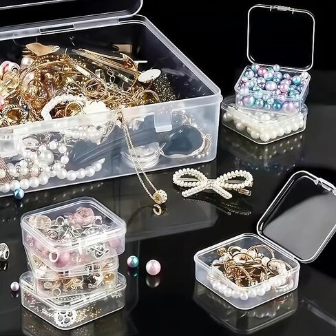 15pcs Durable Plastic Jewelry Storage Box with Multiple Compartments & Small Containers - Contemporary Bead & Earring (Pink) in Saudi Arabia