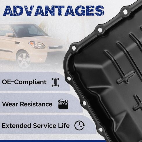 وعاء زيت ناقل الحركة مع قابس تصريف، مناسب لسيارة Hyundai Elantra 2007-2012، Kia Soul 2010-2011، Spectra 2004-2009، ناقل حركة أوتوماتيكي 4 سرعات، OE 265-812، 265812، 4528023000، 4528023001، 103212 in Saudi Arabia