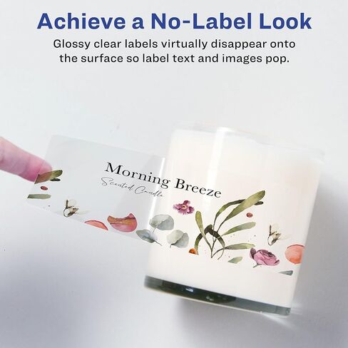 Avery Glossy Clear Rectangle Labels, Sure Feed Technology, 3" x 7", 30 Glossy Clear Labels, Print-to-The-Edge, Laser/Inkjet Printable in Saudi Arabia