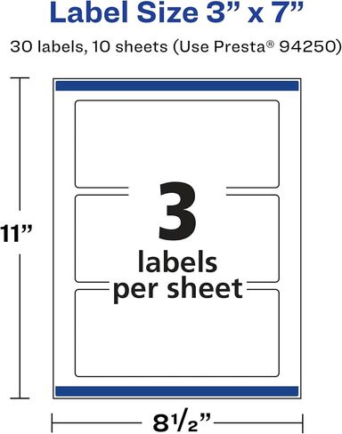 Avery Glossy Clear Rectangle Labels, Sure Feed Technology, 3" x 7", 30 Glossy Clear Labels, Print-to-The-Edge, Laser/Inkjet Printable in Saudi Arabia