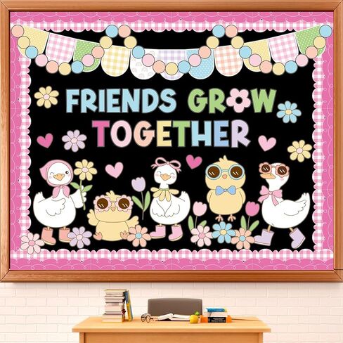 AnyDesign 88 Pcs Spring Bulletin Board Decoration Funny Goose Chick Friends Grow Together Paper Cutouts with 150 Pcs Glue Points for Easter Party Classroom Wall Decor in Saudi Arabia