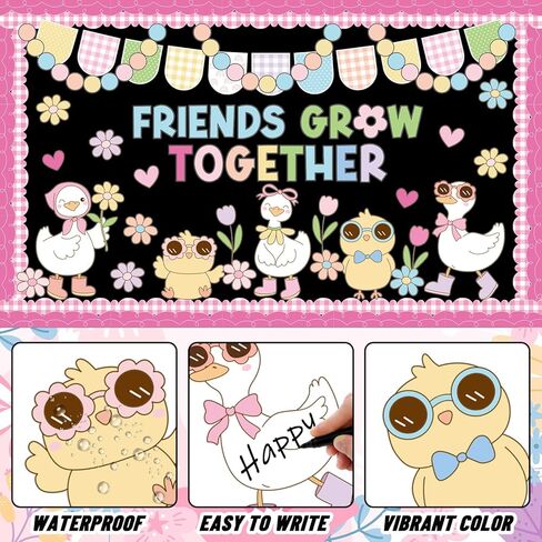 AnyDesign 88 Pcs Spring Bulletin Board Decoration Funny Goose Chick Friends Grow Together Paper Cutouts with 150 Pcs Glue Points for Easter Party Classroom Wall Decor in Saudi Arabia