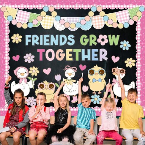 AnyDesign 88 Pcs Spring Bulletin Board Decoration Funny Goose Chick Friends Grow Together Paper Cutouts with 150 Pcs Glue Points for Easter Party Classroom Wall Decor in Saudi Arabia