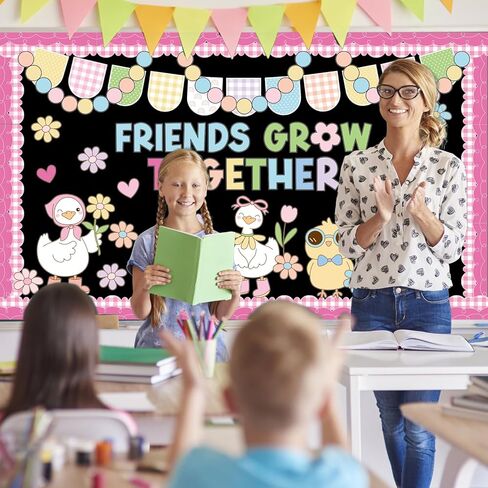 AnyDesign 88 Pcs Spring Bulletin Board Decoration Funny Goose Chick Friends Grow Together Paper Cutouts with 150 Pcs Glue Points for Easter Party Classroom Wall Decor in Saudi Arabia