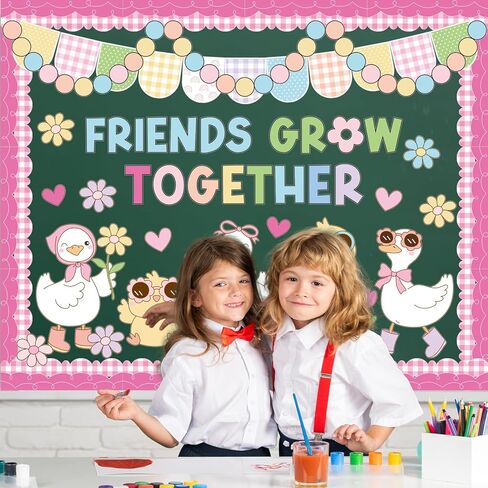 AnyDesign 88 Pcs Spring Bulletin Board Decoration Funny Goose Chick Friends Grow Together Paper Cutouts with 150 Pcs Glue Points for Easter Party Classroom Wall Decor in Saudi Arabia