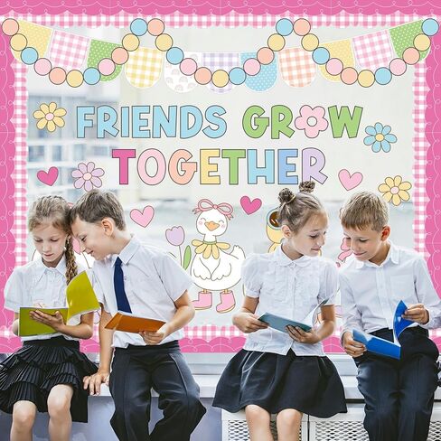 AnyDesign 88 Pcs Spring Bulletin Board Decoration Funny Goose Chick Friends Grow Together Paper Cutouts with 150 Pcs Glue Points for Easter Party Classroom Wall Decor in Saudi Arabia