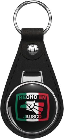 Hecho En Jalisco Mexico Mexican State Estado Black Leather Key Chain Keychain in Saudi Arabia