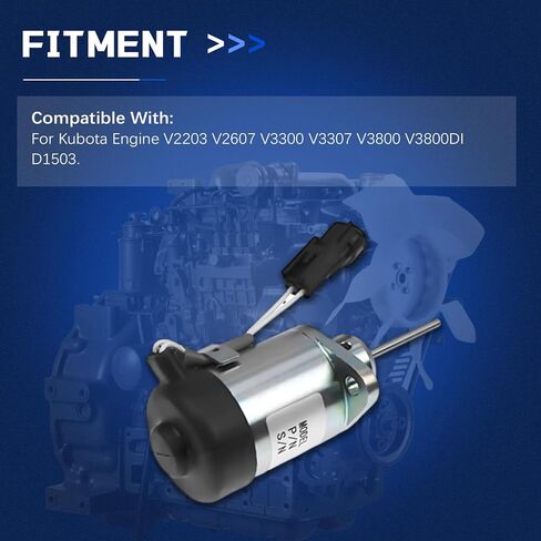 12V Fuel Shut off Solenoid PS45CZ250 PS45CZ290 for Kubota Engine V2203 V2607 V3300 V3307 V3800 V3800DI D1503, Stop Solenoid Valve Replaces Parts 1G528-60010 1G939-60010 25-38773-00 in Saudi Arabia