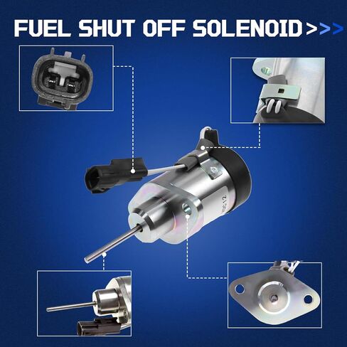 12V Fuel Shut off Solenoid PS45CZ250 PS45CZ290 for Kubota Engine V2203 V2607 V3300 V3307 V3800 V3800DI D1503, Stop Solenoid Valve Replaces Parts 1G528-60010 1G939-60010 25-38773-00 in Saudi Arabia