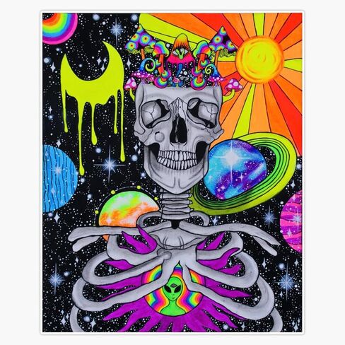 Magnet Tippy Mushroom Head Skeleton in Outerspace Magnetic Vinyl Sticker 5" in Saudi Arabia