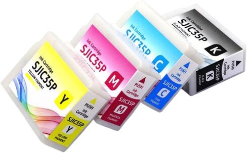 خرطوشة حبر متوافقة 80 مل SJIC35P لطابعة الملصقات الملونة تعمل مع نماذج CW-C6500P CW-C6000A CW-C6000P CW-C6500A تتضمن شريحة (SJIC35P-4pcs-1set) in Kuwait