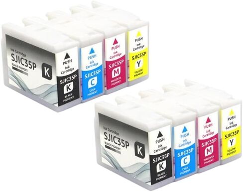 خرطوشة حبر متوافقة 80 مل SJIC35P لطابعة الملصقات الملونة تعمل مع نماذج CW-C6500P CW-C6000A CW-C6000P CW-C6500A تتضمن شريحة (SJIC35P-4pcs-1set) in Kuwait