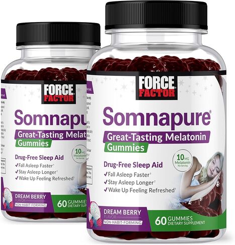 FORCE FACTOR Somnapure Gummies 3-Pack with Melatonin 10mg, Melatonin Gummies, Dream Berry Flavor, 180 Gummies, Purple in Kuwait