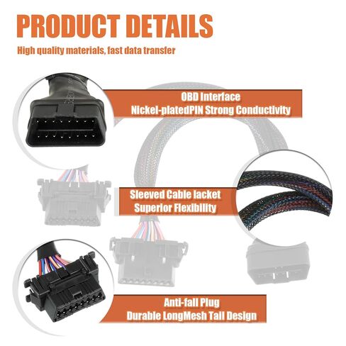 OBD2 Splitter 16 Pin Extension Adapter Cable, OBDII Splitter 2 Way Extension Cable 1FT/30CM Fits for All Standard OBD II Scanners in Kuwait