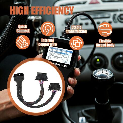 OBD2 Splitter 16 Pin Extension Adapter Cable, OBDII Splitter 2 Way Extension Cable 1FT/30CM Fits for All Standard OBD II Scanners in Kuwait