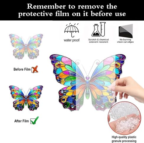 Colorful Acrylic Butterfly Suncatcher - Effect Glass Imitation Window Hanging Decor, Vivid Garden & Home Ornament, Ideal Gift for Nature Enthusiasts 1pcs in Kuwait