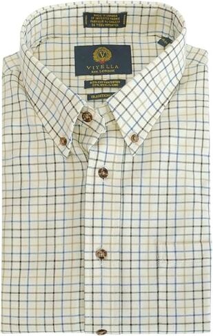 قميص Viyella الرياضي للرجال 80/20 L/S بأزرار سفلية، بني (2998)، مقاس كبير in Kuwait