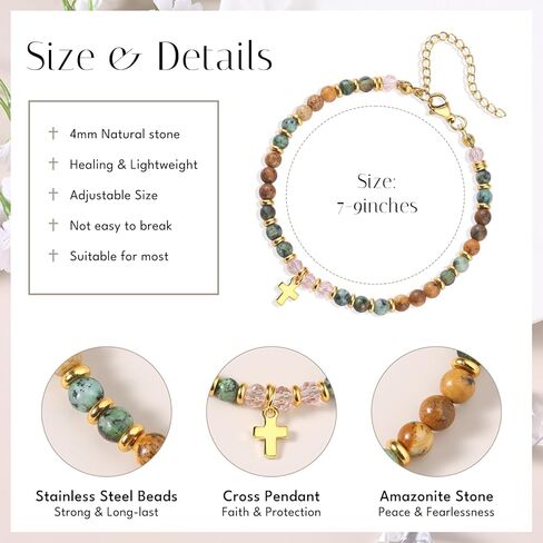 Giovanchi 8PCS Christian Cross Bracelet for Women, Baptism Easter Basket Stuffers Valentine's Day Gifts for Women, Religious Gift for Her Friends Mom in Christ Birthday in Kuwait