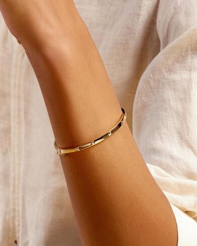 VÓEN Lumi Square Bracelet, 14K Gold Bracelet for Women, Delicate Yet Bold, Geometric Edge, Soft Radiance, Everyday Statement Jewelry, Square Charm Design, Cubic Zirconia Accents in Saudi Arabia