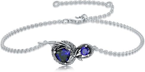 Dragon Bracelet for Women 925 Sterling Silver Dragon with Heart Cut Birthstone Link Bracelet in Saudi Arabia