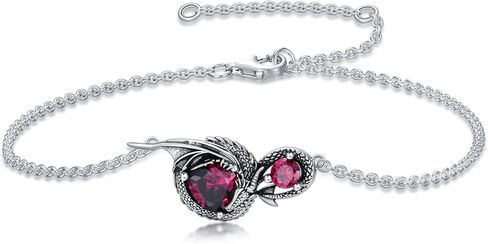 Dragon Bracelet for Women 925 Sterling Silver Dragon with Heart Cut Birthstone Link Bracelet in Saudi Arabia