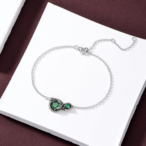Dragon Bracelet for Women 925 Sterling Silver Dragon with Heart Cut Birthstone Link Bracelet in Saudi Arabia