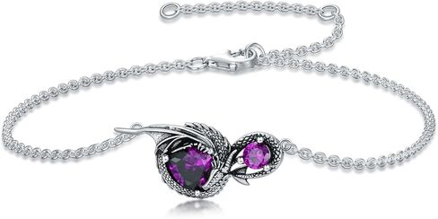 Dragon Bracelet for Women 925 Sterling Silver Dragon with Heart Cut Birthstone Link Bracelet in Kuwait