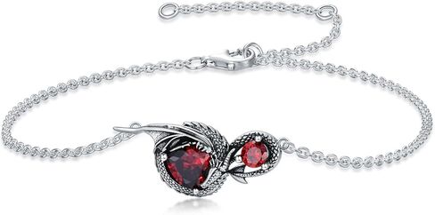 Dragon Bracelet for Women 925 Sterling Silver Dragon with Heart Cut Birthstone Link Bracelet in Saudi Arabia