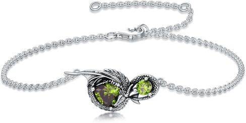 Dragon Bracelet for Women 925 Sterling Silver Dragon with Heart Cut Birthstone Link Bracelet in Saudi Arabia