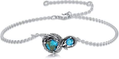 Dragon Bracelet for Women 925 Sterling Silver Dragon with Heart Cut Birthstone Link Bracelet in Saudi Arabia