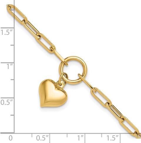 هدية لعيد الأم 14 قيراط سوار منتفخ على شكل قلب مصقول بالذهب الأصفر للنساء 7.25 بوصة، AFJ-QG-FB1983-7.25-MG in Saudi Arabia