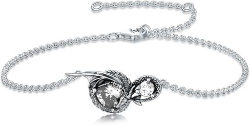Dragon Bracelet for Women 925 Sterling Silver Dragon with Heart Cut Birthstone Link Bracelet in Saudi Arabia